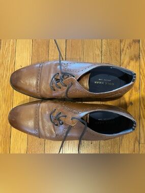 Cole Haan Men's Tan Leather Wingtip Derby Oxfords